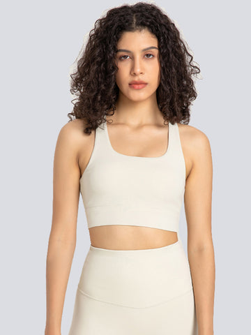 Square Neck Cutout Sports Bra