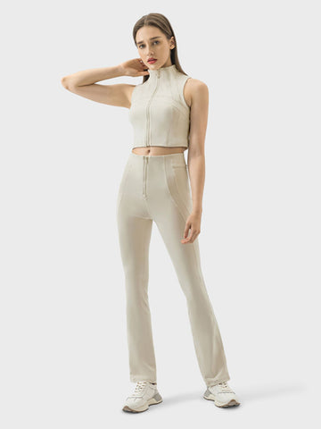Piping Zip Up Crop Sports Vest