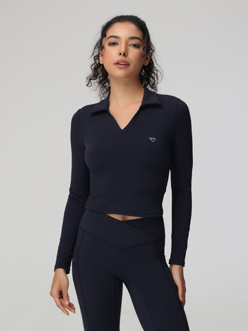 Chic Polo Zip Yoga Top
