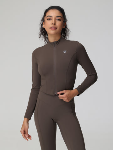 Zip Up Piping Long Sleeve Sports Top