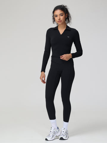 Long Sleeve Polo Yoga Set