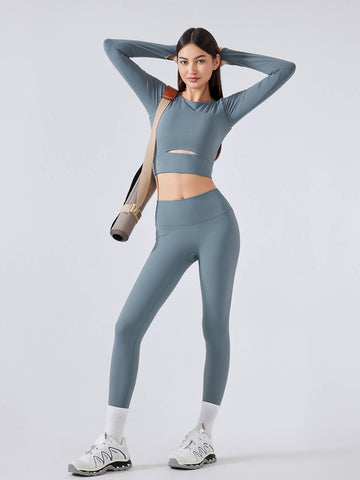 Cutout Long Sleeve Crop Sports Top