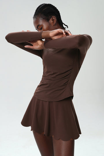 Asymmetric Ruched Long-Sleeve Shirt