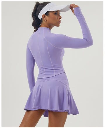 Fitted High-Waist Long Sleeve Tennis Skirt Set
