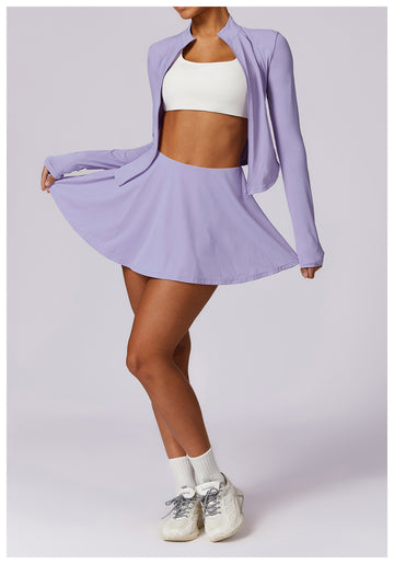 Built-In Shorts Log Sleeve Pleat Skirt Set