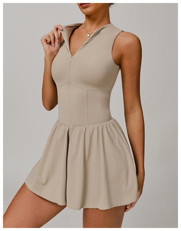 Half Zip Piping Active Dress
