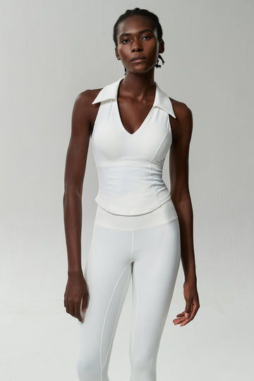 Sporty V-Collar Ribbed Tank
