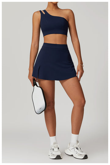 One Shoulder Built-In Shorts Skirt Set
