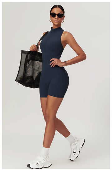 Back Cutout Zipper Seamless Romper