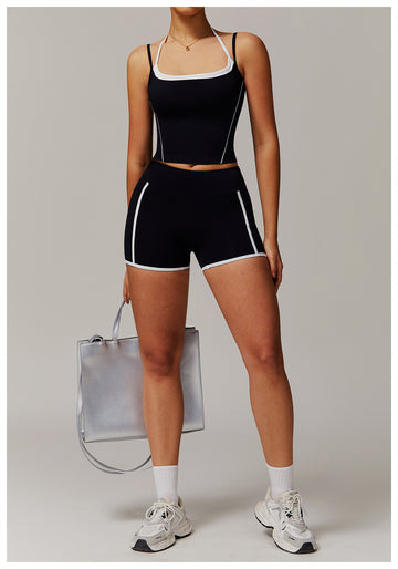 Colorblock Double Strap Shorts Set
