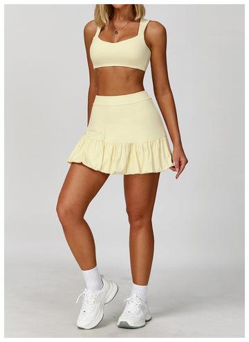 Built-In Shorts Bubble Hem Active Skirt