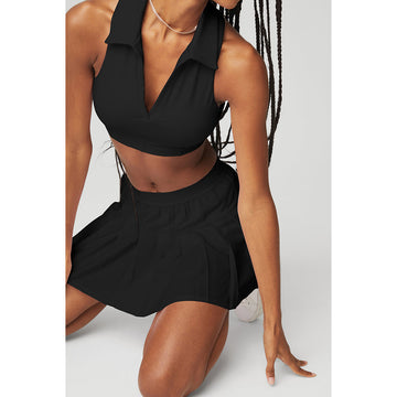 Polo Crop Two Piece Skirt Set