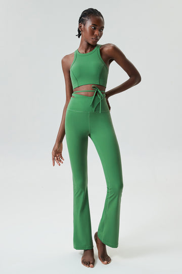White High-Waisted Flare Yoga Set