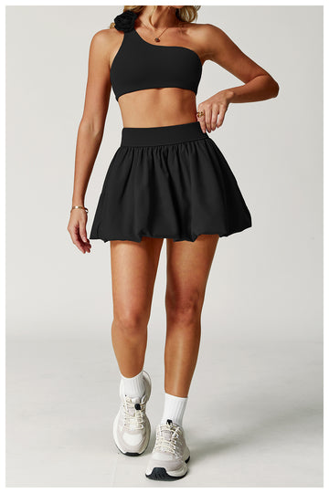 High-Waisted Athletic Pockets Bubble Skirt