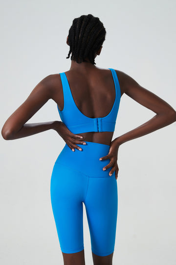 High Support Back Closure Two Piece Biker Shorts Set