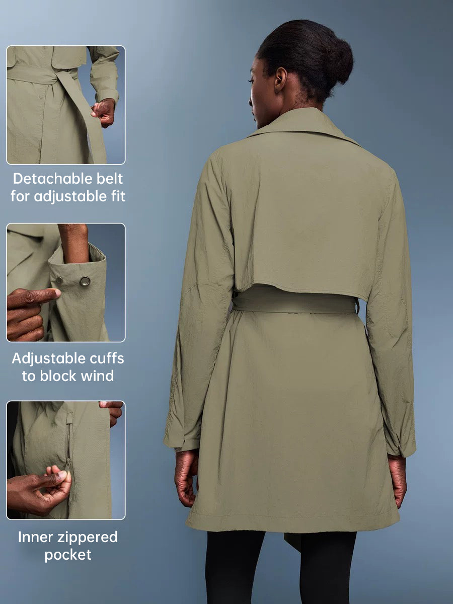 Water Repellent Belted Trench Coat
