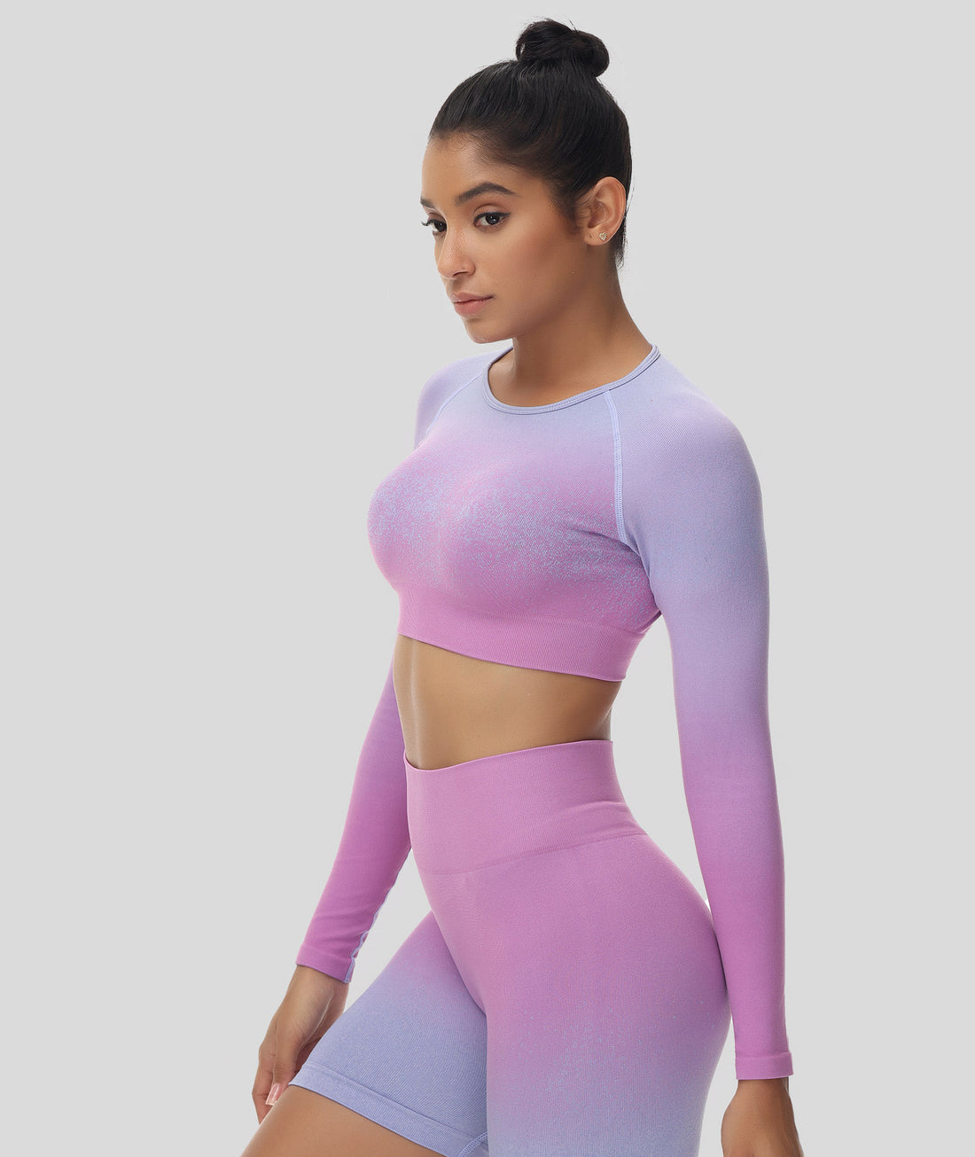 Ombre Crop Long Sleeve Top