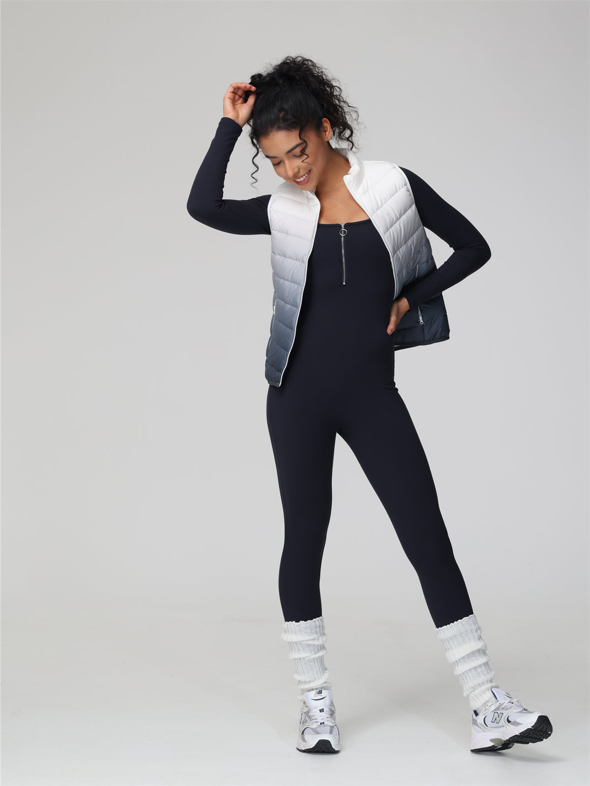 Ombre Print Puffer Hooded Vest