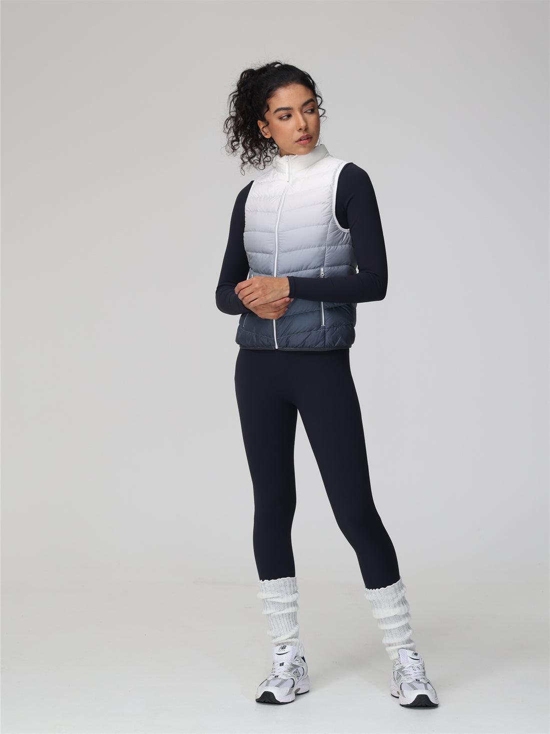 Ombre Print Puffer Hooded Vest