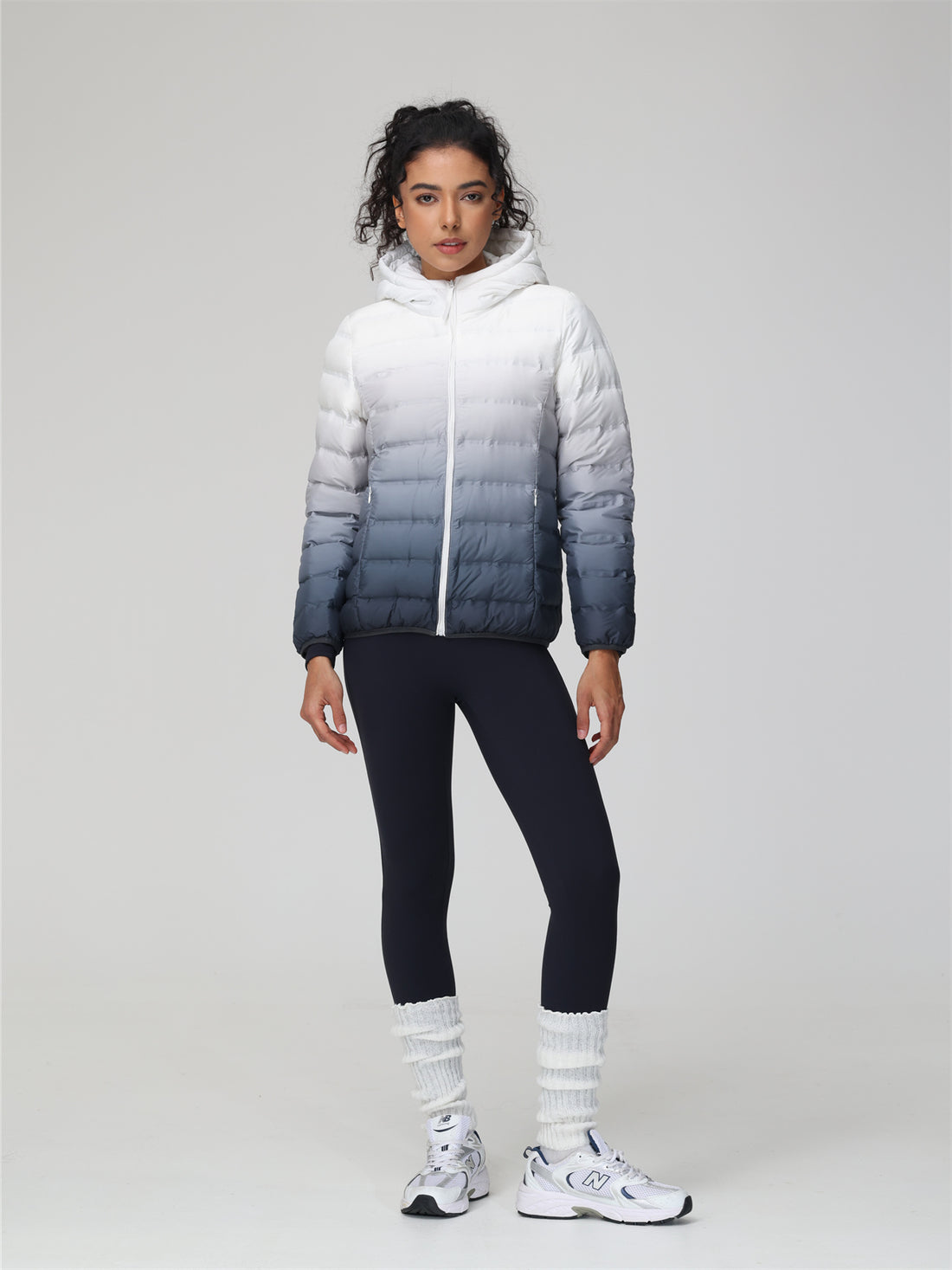 Ombre Print Puffer Hooded Coat