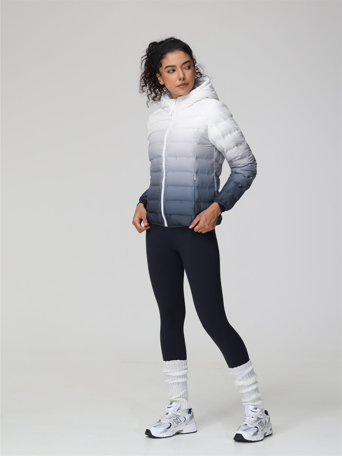 Ombre Print Puffer Hooded Coat