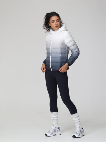 Ombre Print Puffer Hooded Coat