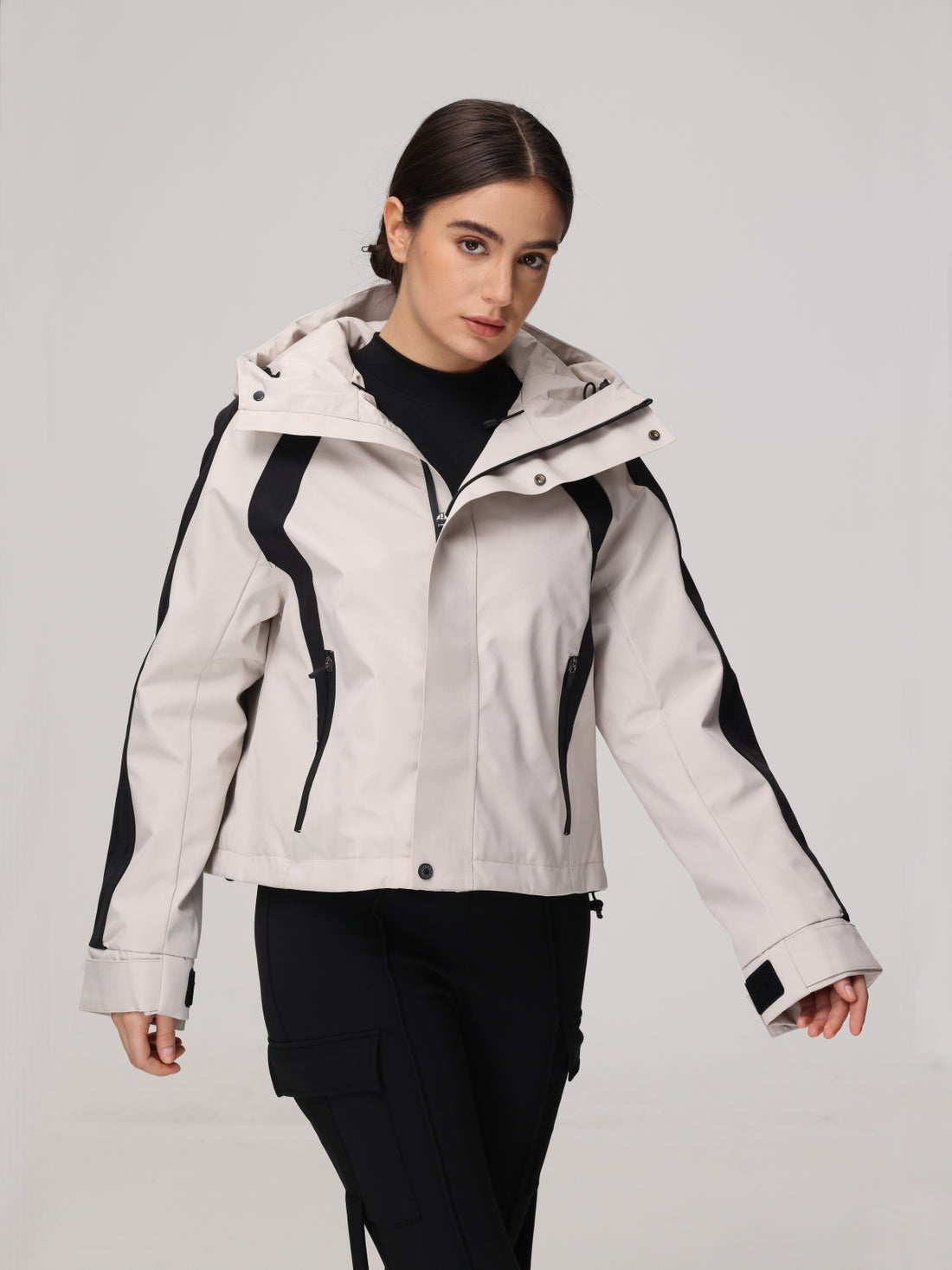 White Wind Protection Hooded down Jacket