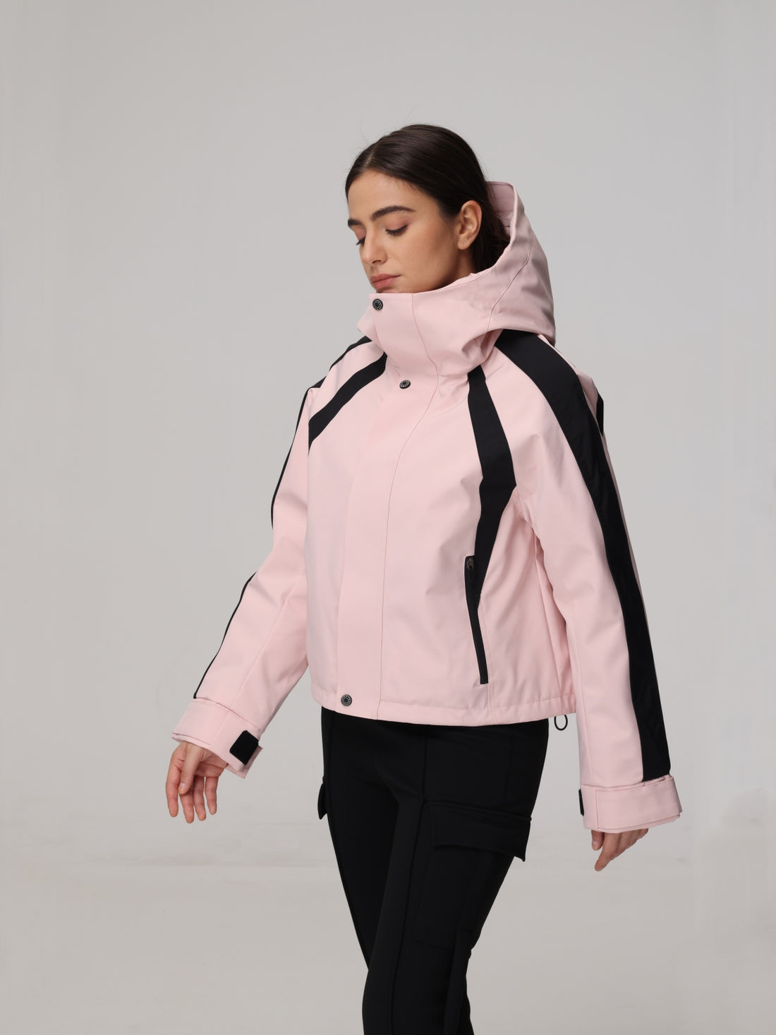 Pink Wind Protection Hooded down Jacket