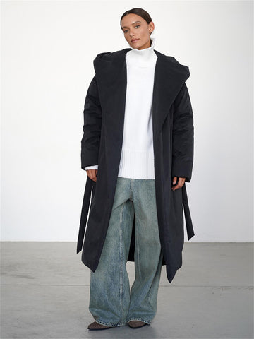Cozy Belted Hooded Puffer Coat