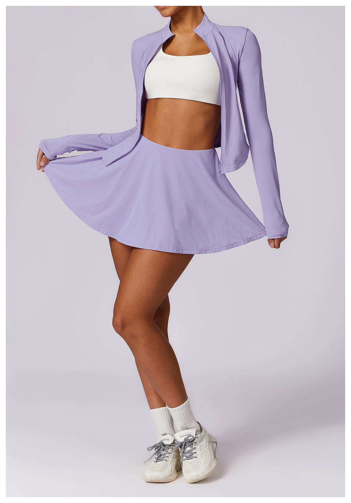 Built-In Shorts Log Sleeve Pleat Skirt Set