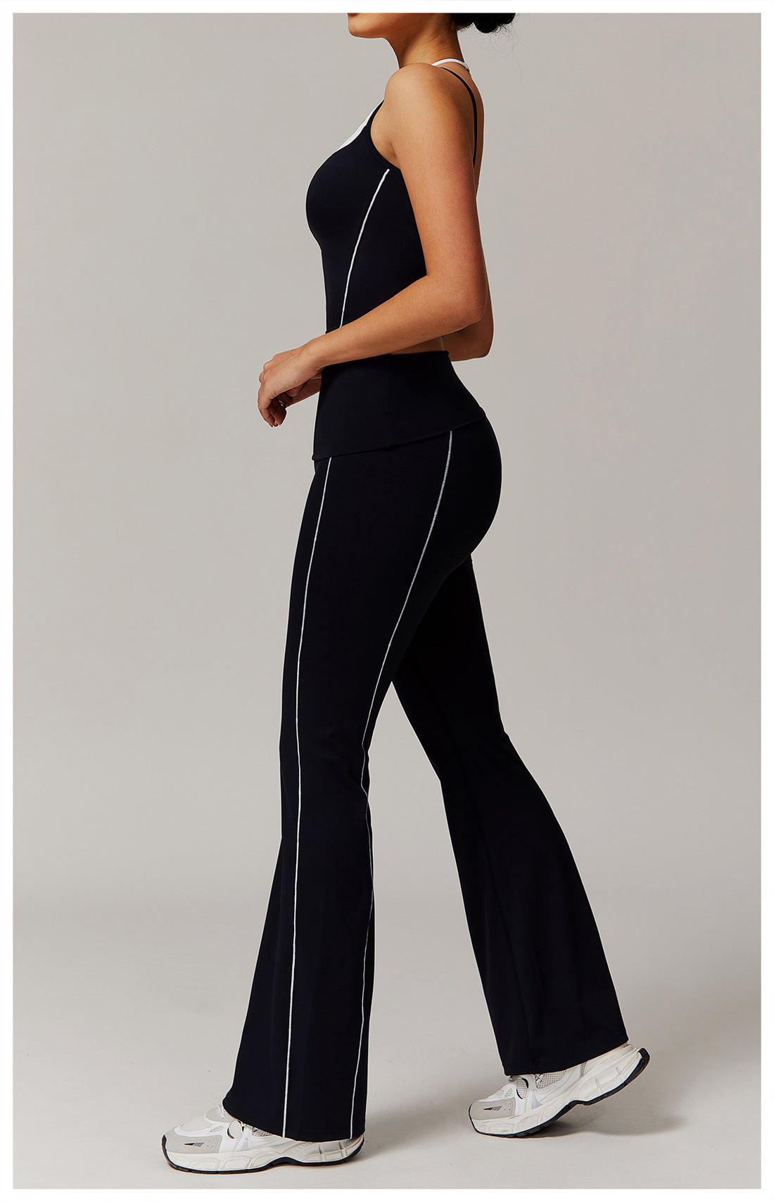 Colorblock Double Strap Flare Leggings Set