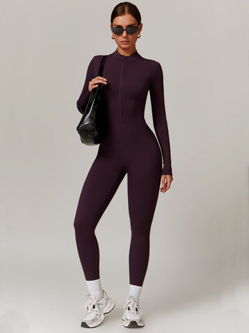 Thermal Fleece-Lined Zipper Yoga Jumpsuit