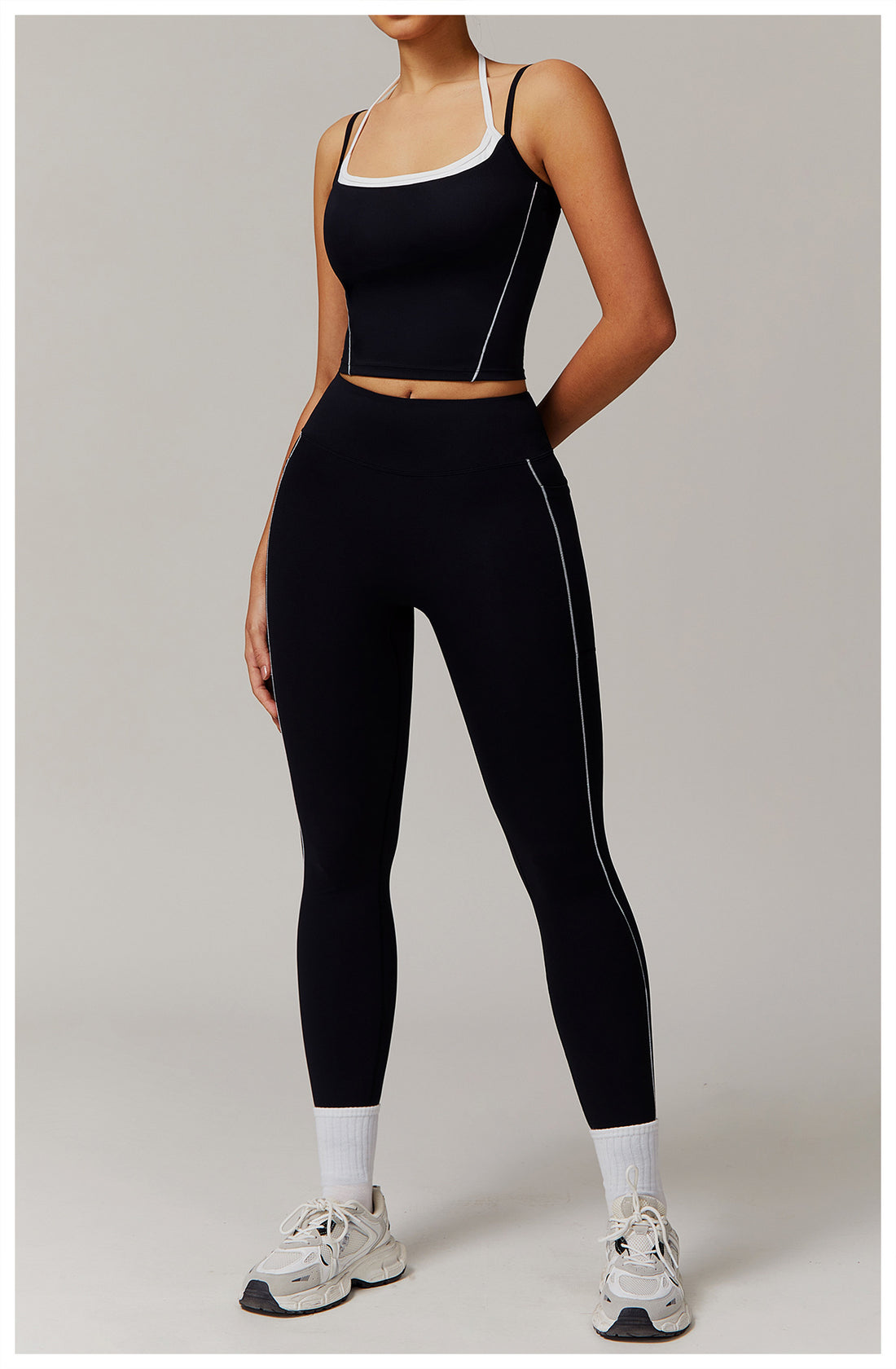Colorblock Double Strap Leggings Set