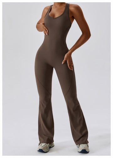 Sleek Flare Backless Jumpsuit