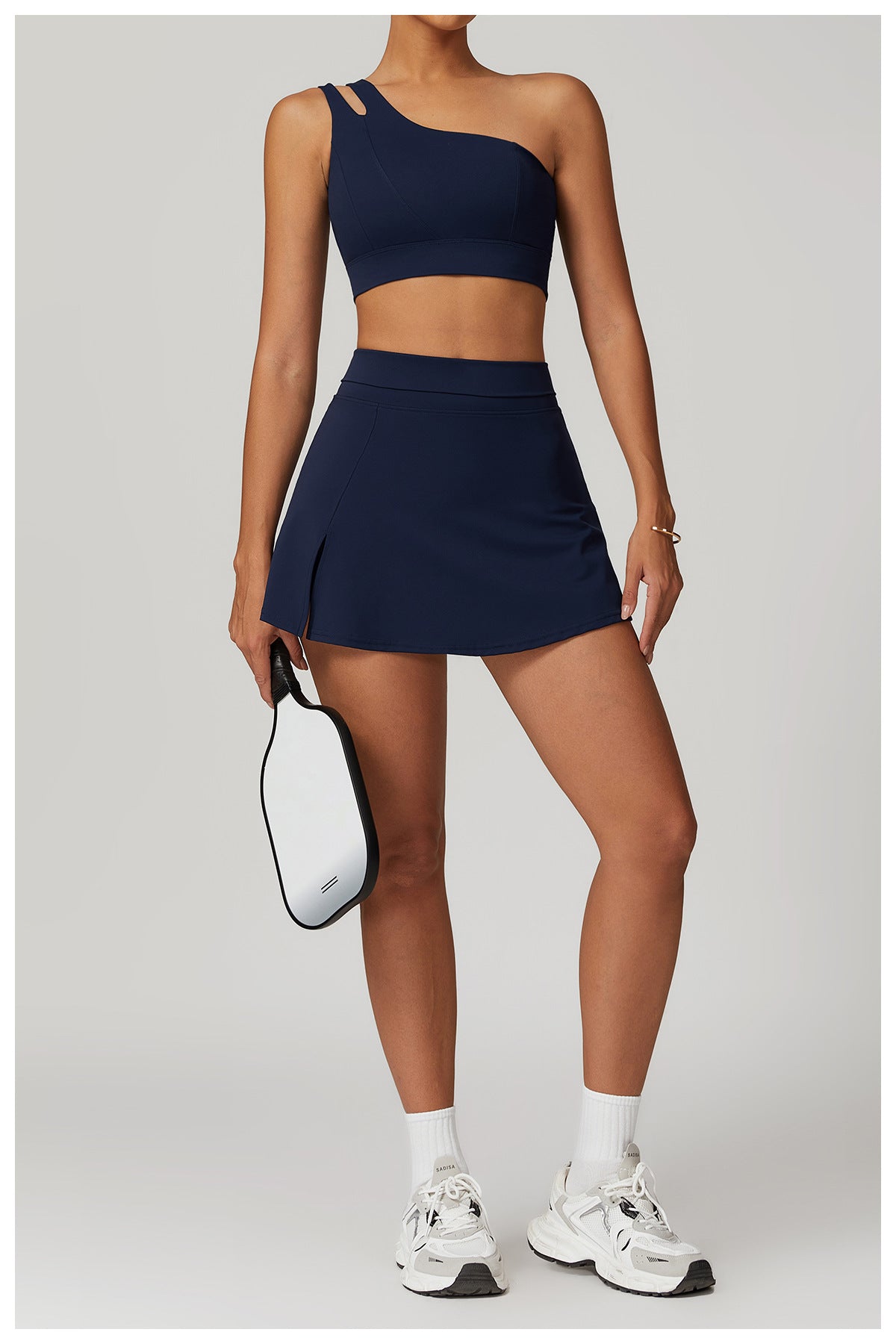 One Shoulder Built-In Shorts Skirt Set