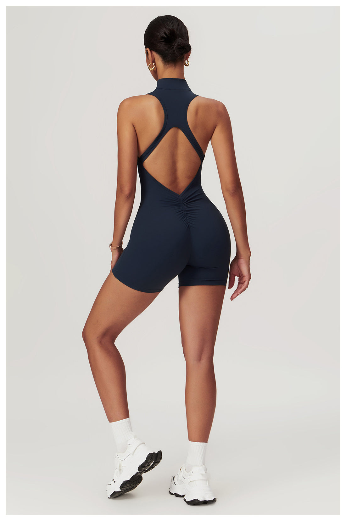 Back Cutout Zipper Seamless Romper