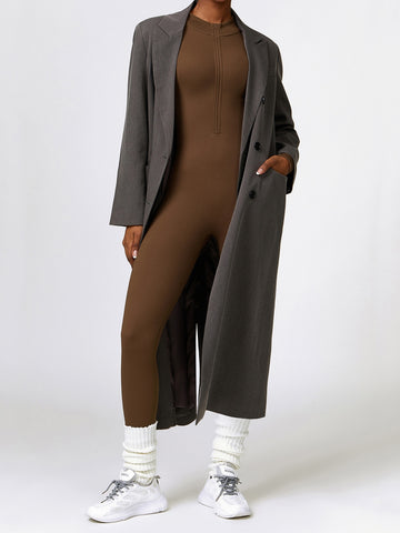 Winter Compression Full-Length Yoga Jumpsuit with Zipper