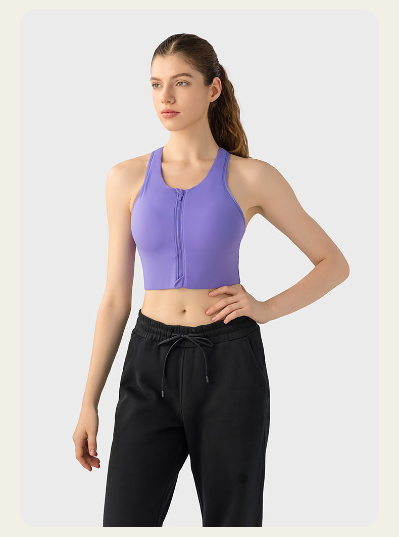 Zip-Front Racerback Sports Bra