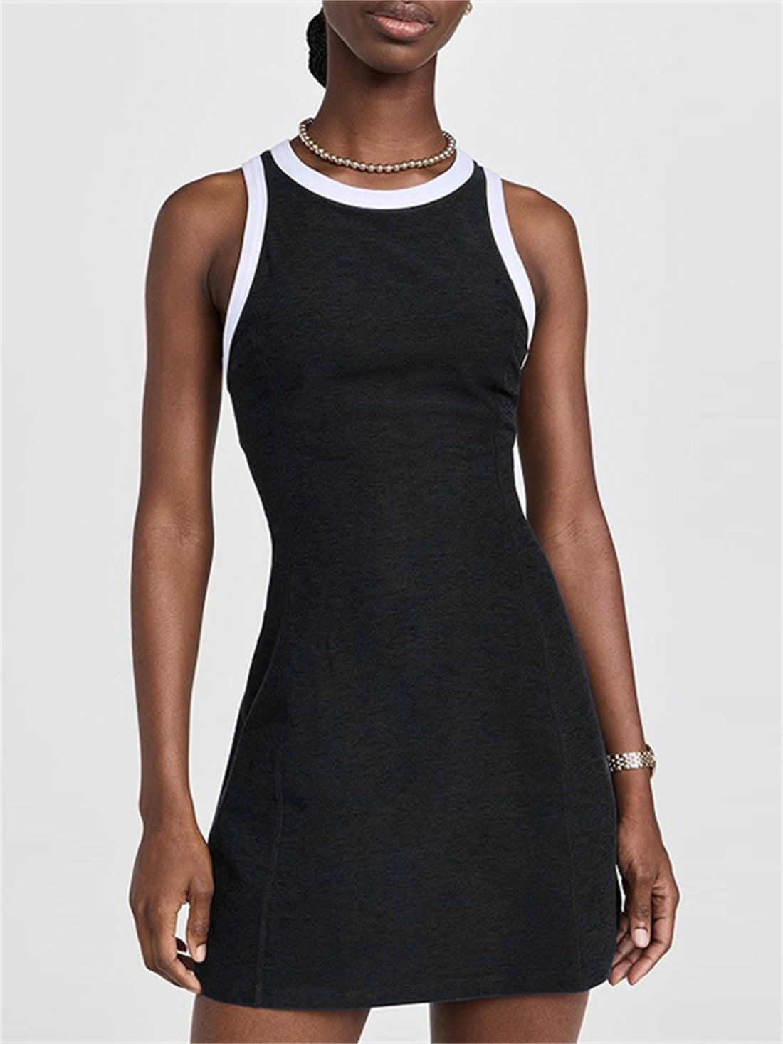 Built-In Bra Contrast Trim Active Dress