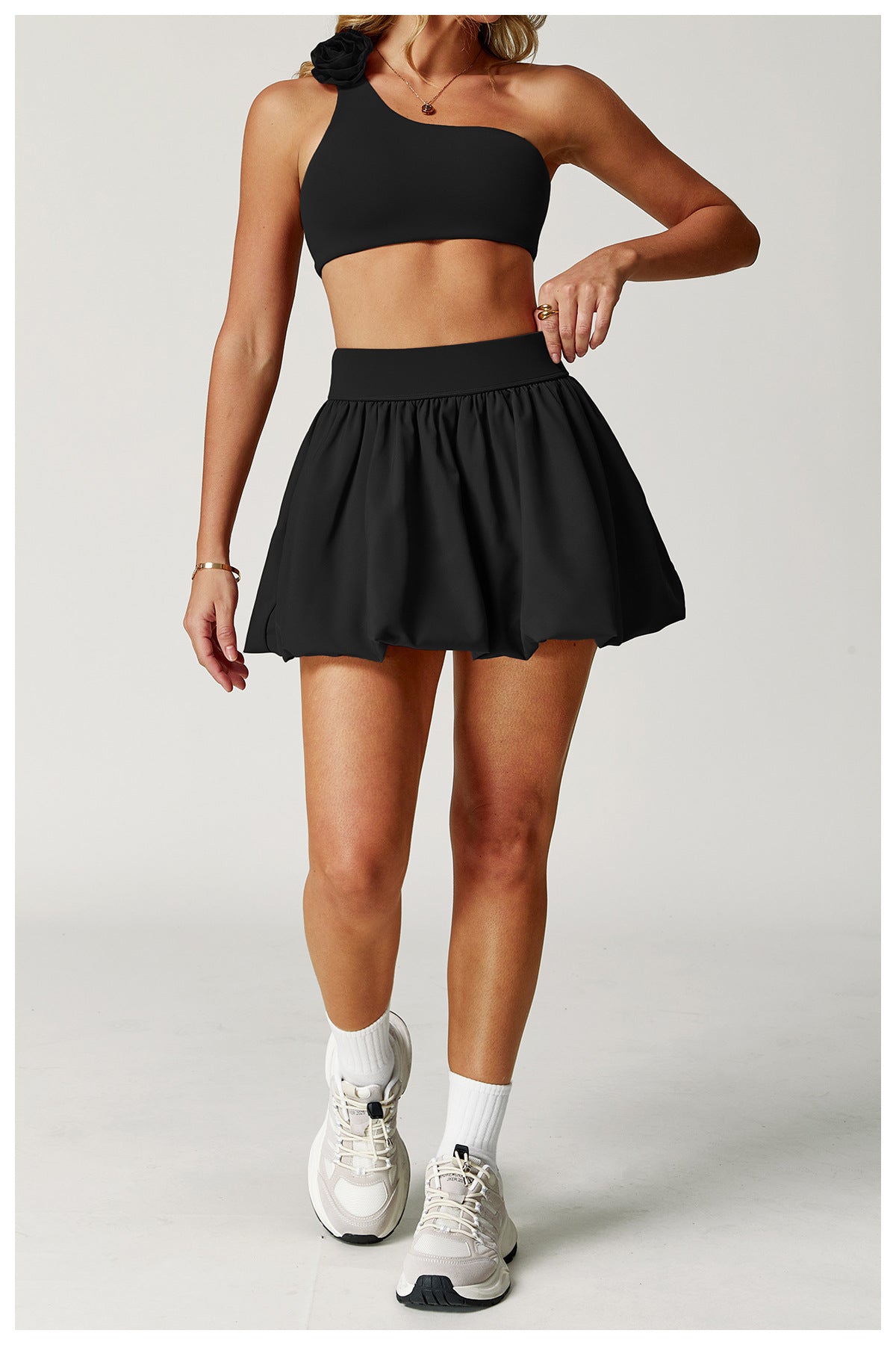 High-Waisted Athletic Pockets Bubble Skirt